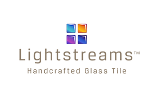 Lightstreams Handcrafted Glass Tile Logo With Colored Squares